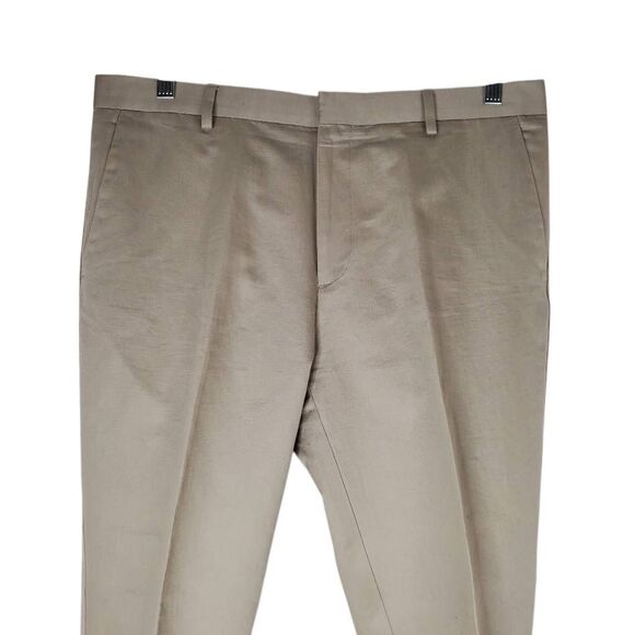 Calvin Klein Flat Front Straight Leg Slim Linen Blend Dress Pants Beige Sz 36x32 - Picture 2 of 13